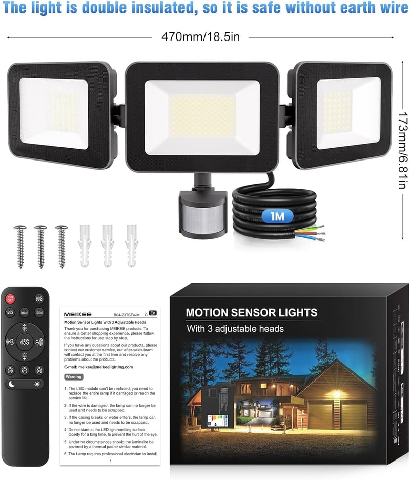 MEIHUA 100W LED Reflektor Mozgásérzékelővel Távirányítóval IP66 Vízálló Kültéri Lámpa