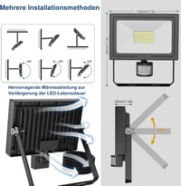 MEIHUA 50W LED reflektor mozgásérzékelővel, 4700 lm, hideg fehér, IP66 vízálló 8