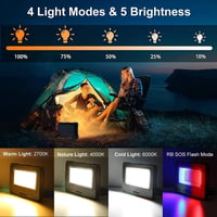 MEIHUA 60W LED Munkalámpa 12000mAh Akkumulátorral - Vízálló, USB Tölthető, Napelemes Kempinglámpa 4 Fénymóddal, Mágneses Rögzítéssel 3