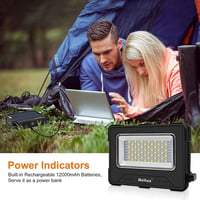 MEIHUA 60W LED Munkalámpa 12000mAh Akkumulátorral - Vízálló, USB Tölthető, Napelemes Kempinglámpa 4 Fénymóddal, Mágneses Rögzítéssel 5