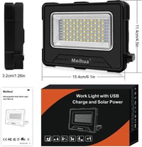 MEIHUA 60W LED Munkalámpa 12000mAh Akkumulátorral - Vízálló, USB Tölthető, Napelemes Kempinglámpa 4 Fénymóddal, Mágneses Rögzítéssel 7