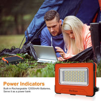 MEIHUA 60W LED Munkalámpa 12000mAh - Vízálló Hordozható Reflektor 4 Világítási Móddal, USB/Napelemes Töltés, Építkezéshez, Kempingezéshez 4