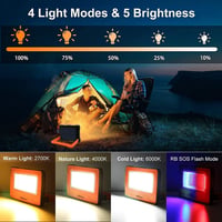 MEIHUA 60W LED Munkalámpa 12000mAh - Vízálló Hordozható Reflektor 4 Világítási Móddal, USB/Napelemes Töltés, Építkezéshez, Kempingezéshez 2