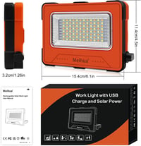 MEIHUA 60W LED Munkalámpa 12000mAh - Vízálló Hordozható Reflektor 4 Világítási Móddal, USB/Napelemes Töltés, Építkezéshez, Kempingezéshez 6