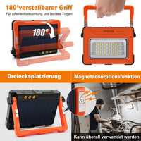 MEIHUA 60W LED Munkalámpa 12000mAh - Vízálló Hordozható Reflektor 4 Világítási Móddal, USB/Napelemes Töltés, Építkezéshez, Kempingezéshez 5