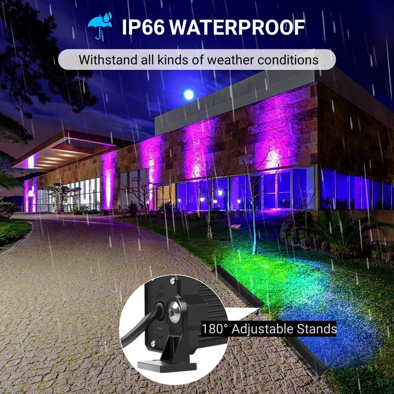 MEIHUA LED RGB fali lámpa világító falmosó spot 42 W távirányítóval 2 db 3600 lm 10 szín 30 mód 3 időzítő IP66 DJ színpad kert