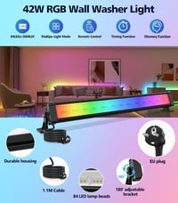 MEIHUA LED RGB fali lámpa világító falmosó spot 42 W távirányítóval 2 db 3600 lm 10 szín 30 mód 3 időzítő IP66 DJ színpad kert 2