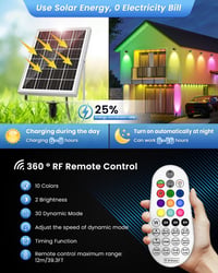 MEIHUA Napelemes Kültéri Spotlámpa Szett - RGB LED Kerti Világítás Távirányítóval, IP66 Vízálló, 10 Szín, 30 Fénymód, Ünnepekre 2