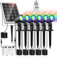 MEIHUA Napelemes Kültéri Spotlámpa Szett - RGB LED Kerti Világítás Távirányítóval, IP66 Vízálló, 10 Szín, 30 Fénymód, Ünnepekre 1