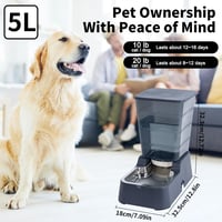 Meijeegu 5L Automata Etető és Vízadagoló Macskáknak Kutyáknak Rozsdamentes Acél Tál - 5L dark grey set 2