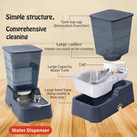 Meijeegu 5L Automata Etető és Vízadagoló Macskáknak Kutyáknak Rozsdamentes Acél Tál - 5L dark grey set 4