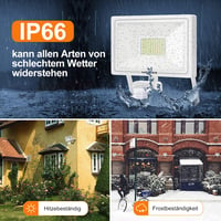 MEIKEE 60W LED Reflektor Mozgásérzékelővel - 5640 Lumen, Távirányítós, 10 Fényerőszint, IP66 Vízálló, Kültéri Lámpa Kerthez, Garázshoz 5