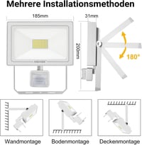 MEIKEE 60W LED Reflektor Mozgásérzékelővel - 5640 Lumen, Távirányítós, 10 Fényerőszint, IP66 Vízálló, Kültéri Lámpa Kerthez, Garázshoz 6