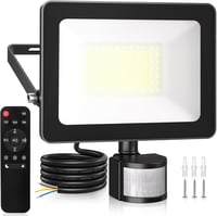 MEIKEE 60W LED Reflektor Mozgásérzékelővel - IP66 Vízálló Kültéri Lámpa, 5900lm, Távirányítóval, 10 Fényerőszint, Fekete Alumínium 1