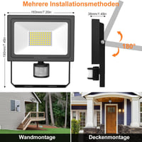MEIKEE 60W LED Reflektor Mozgásérzékelővel - Távirányítós, 6500K Hideg Fehér, IP66 Vízálló, Állítható Fényerő, Időzítő, Kültéri Lámpa Kerthe 6