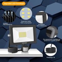MEIKEE 60W LED Reflektor Mozgásérzékelővel - Távirányítós, 6500K Hideg Fehér, IP66 Vízálló, Állítható Fényerő, Időzítő, Kültéri Lámpa Kerthe 5