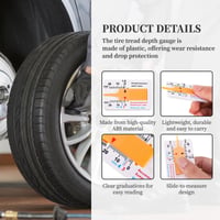Digitálny hĺbkomer dezénu pneumatík Mein HERZ 0-20 mm, 4 ks, oranžový, pre motocykle a autá, nastaviteľný merací prístroj 3