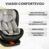 MEIN I-Size Isofix 360° Forgó Autósülke 0-36 kg, 5 Pontos Biztonsági Övvel - grey, ECE R129 6