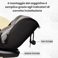 MEIN I-Size Isofix 360° Forgó Autósülke 0-36 kg, 5 Pontos Biztonsági Övvel - grey, ECE R129 7