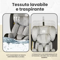 MEIN I-Size Isofix 360° Forgó Autósülke 0-36 kg, 5 Pontos Biztonsági Övvel - grey, ECE R129 3