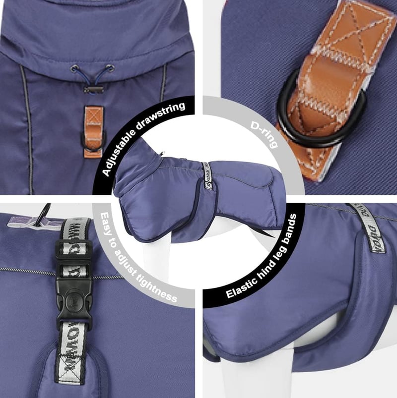 meioro Vízálló Kutyakabát Téli Meleg Kutyajacket Szélálló Reflektív XL Kék