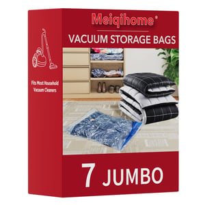 MEIQIHOME 12 ks vákuových vriec Jumbo na oblečenie a posteľnú bielizeň, opakovane použiteľné úložné vrecká na cestovanie a domov, priestorovo úsporné kompresné vrecia
