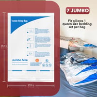 MEIQIHOME 12 ks vákuových vriec Jumbo na oblečenie a posteľnú bielizeň, opakovane použiteľné úložné vrecká na cestovanie a domov, priestorovo úsporné kompresné vrecia 4