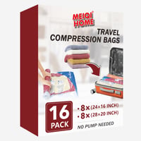 MEIQIHOME Set 16 saci de depozitare cu vacuum, saci de compresie ermetici care se pot rula, pentru haine, perne, pături și lenjerie de pat 1