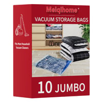 Vákuové vrecia MEIQIHOME, 10 ks, veľkosť Jumbo, na uskladnenie oblečenia, vankúšov, prikrývok a posteľnej bielizne, opakovane použiteľné kompresné vrecia na cestovanie a domov 1