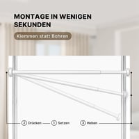 MEISENBERG Fehér teleszkópos függönykarnis befogó rögzítéssel fur fúrás nélkül, 140-250 cm, nyújtható feszítőrúd, 2 db-os csomag 2