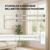 MEISENBERG Fehér teleszkópos függönykarnis befogó rögzítéssel fur fúrás nélkül, 140-250 cm, nyújtható feszítőrúd, 2 db-os csomag 5