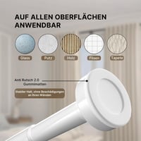 MEISENBERG Fehér teleszkópos függönykarnis befogó rögzítéssel fur fúrás nélkül, 140-250 cm, nyújtható feszítőrúd, 2 db-os csomag 3
