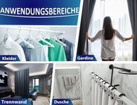 MEISENBERG Feszítőrúd 160-210cm Fehér Fúrás Nélkül - Teleszkópos Függönykarnis 5