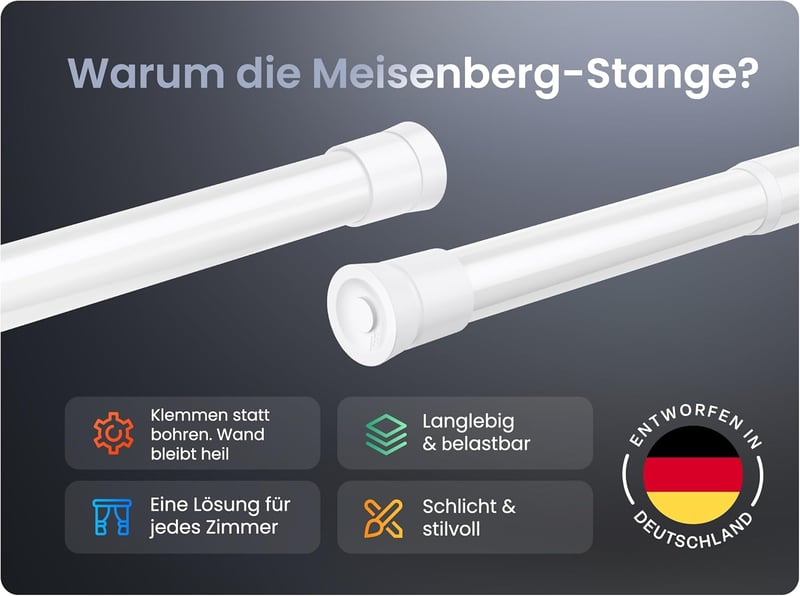 MEISENBERG Feszítőrúd Fehér Teleszkópos 70-120 cm Fúrás Nélkül
