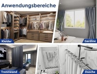 MEISENBERG Teleskopická garniža bez vŕtania 310-360 cm, Ø32 mm, strieborná z nehrdzavejúcej ocele, upínacia tyč na závesy, na balkón, ako deliaca priečka 5