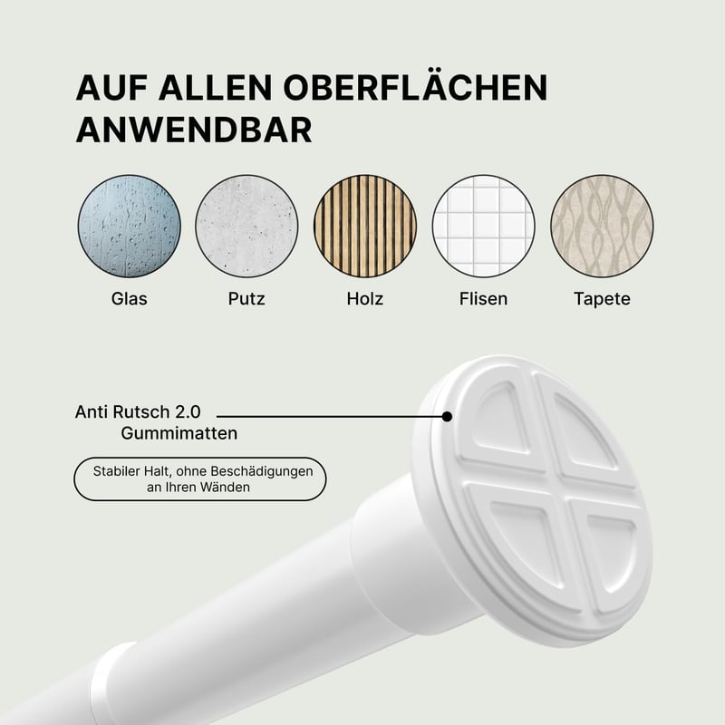 MEISENBERG Fúrás Nélküli Függönyrúd Fehér 25mm Teleszkópos 70-120cm