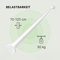 MEISENBERG Fúrás Nélküli Függönyrúd Fehér 25mm Teleszkópos 70-120cm 6