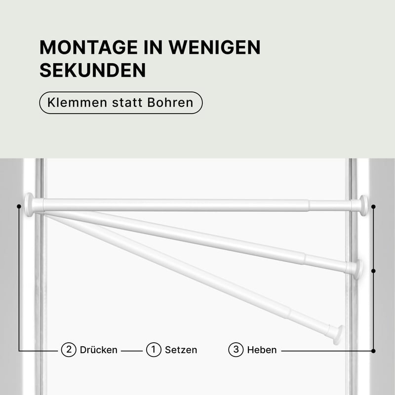MEISENBERG Fúrás Nélküli Függönyrúd Fehér 25mm Teleszkópos 70-120cm