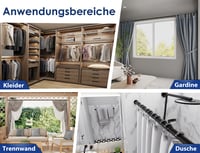 Meisenberg Teleskopická garniža bez vŕtania 210-260 cm, Ø32 mm, matná čierna – Upínacia tyč na závesy, sprchové závesy, na balkón 5