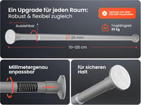 MEISENBERG Teleszkópos Függönyrúd 70-120 cm Szürke Fúrás Nélküli Zuhanyrúd 4