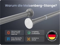 MEISENBERG Teleszkópos Függönyrúd 70-120 cm Szürke Fúrás Nélküli Zuhanyrúd 2