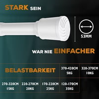 MEISENBERG Zuhanyfüggöny Rúd 120-170 cm Fehér 32 mm Fúrás Nélkül 6