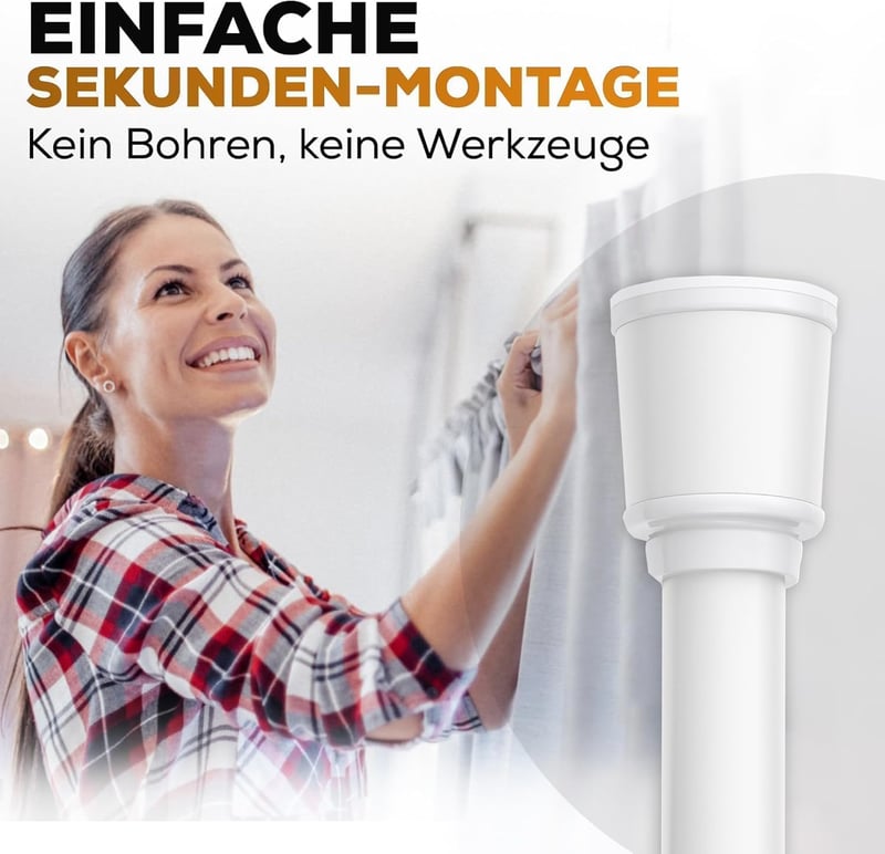 MEISENBERG Zuhanyfüggöny Rúd 120-170 cm Fehér 32 mm Fúrás Nélkül