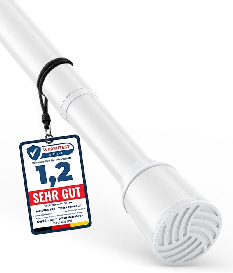 MEISENBERG Zuhanyfüggöny Rúd 120-170 cm Fehér 32 mm Fúrás Nélkül