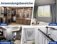 MEISENBERG Zuhanyfüggöny Rúd 160-210 cm Matt Fekete 32 mm Fúrás Nélkül 6