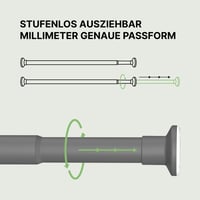 MEISENBERG Teleskopická sprchová tyč bez vŕtania - Sivá, Ø 25 mm - Napínacia tyč na záves do kúpeľne a na okno 5