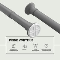 MEISENBERG Teleskopická sprchová tyč bez vŕtania - Sivá, Ø 25 mm - Napínacia tyč na záves do kúpeľne a na okno 4