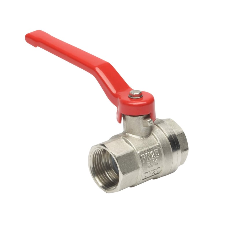 Meister FLOR92610 Kuglasti ventil 3/4 cola (24,66 mm) s unutarnjim navojem - duga čelična ručka, puni protok, obostrani unutarnji navoj, mjed - ventil za zatvaranje vode