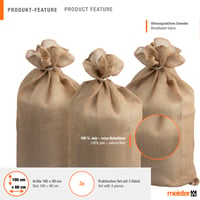 Sac de iută Meister 100x60 cm – 3 buc. – Sac pentru cartofi fabricat 100% din iută 2