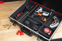Geantă goală pentru scule Meister din aluminiu - 460 x 320 x 140 mm - 15 buzunare pentru scule - cu benzi elastice - capacitate portantă 15 kg - compartimente personalizabile - negru 5
